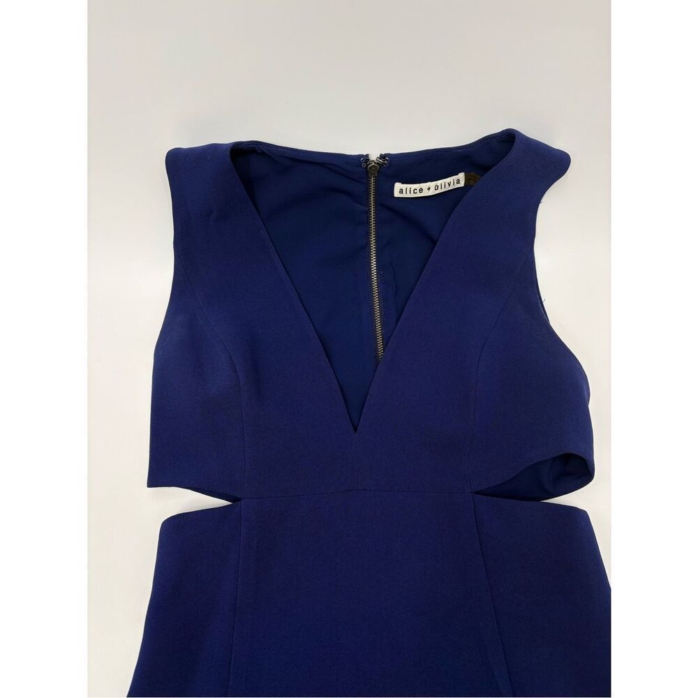 Alice + Olivia Cobalt Blue V-Neck Midi Sheath Dress - Picture 3 of 7